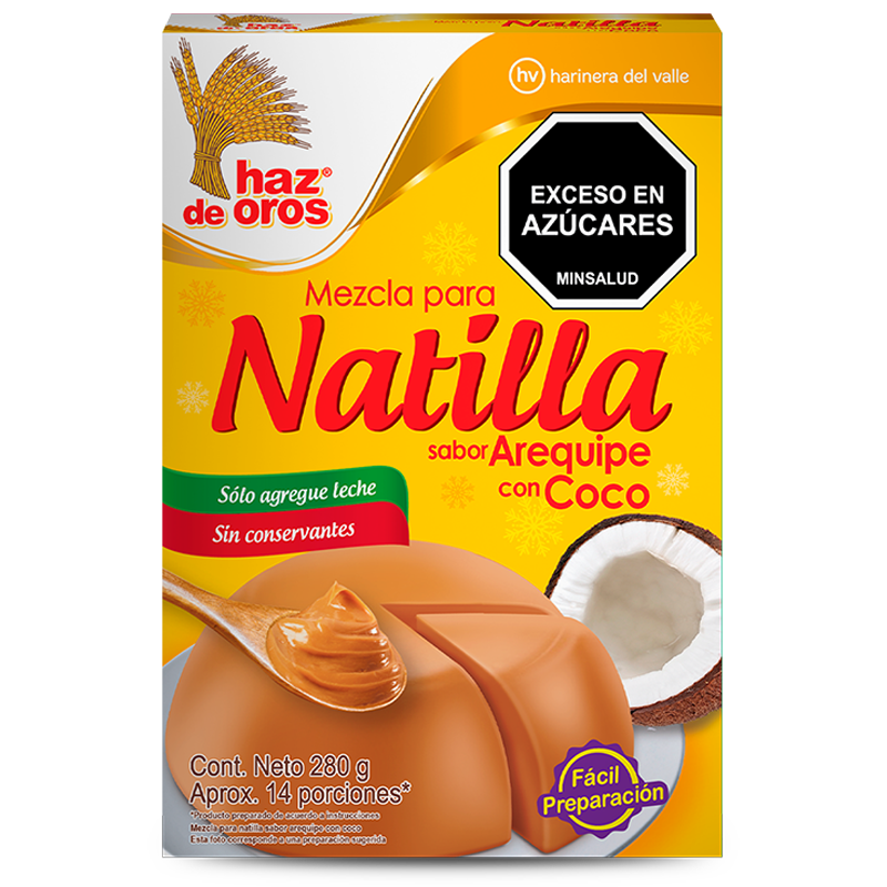 Mezcla para natilla sabor arequipe con coco